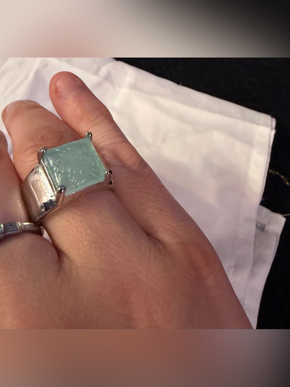 Silver Ring w/ Beautiful Aqua Green Stone